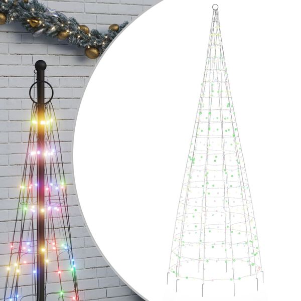 vidaXL &Aacute;rbol de Navidad en asta de bandera 550 LED colores 300 cm