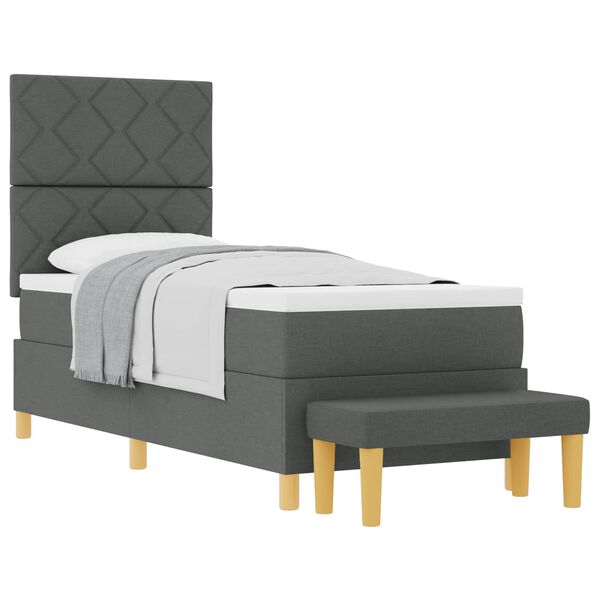 vidaXL Cama tipo Box Spring con colch&oacute;n Gris oscuro 80 x 200 cm tela