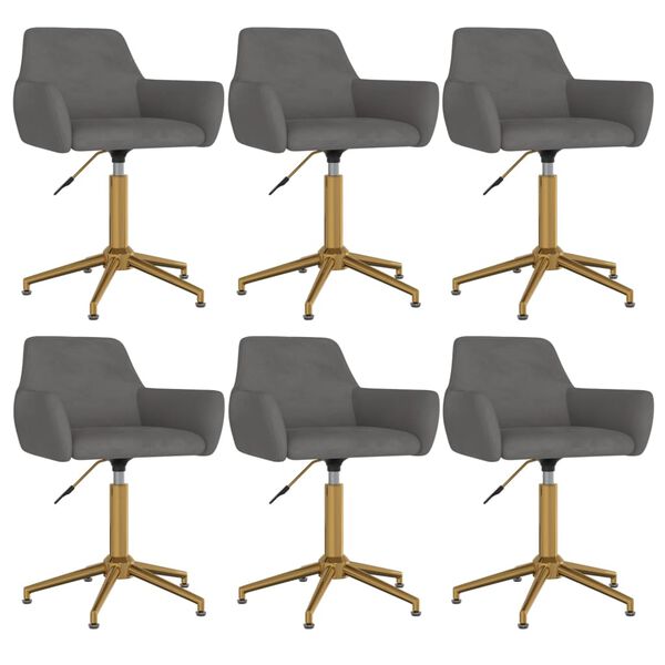 vidaXL Sillas de comedor giratorias 6 unidades terciopelo gris oscuro