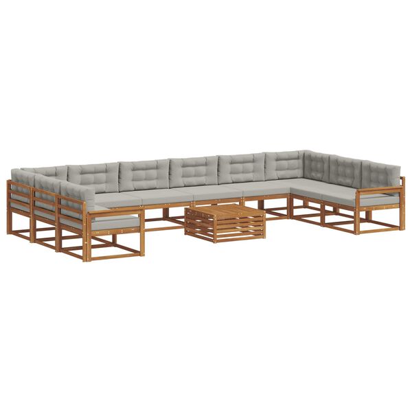 vidaXL Conjunto de sof&aacute;s de exterior 11 pcs Gris Natural y Claro