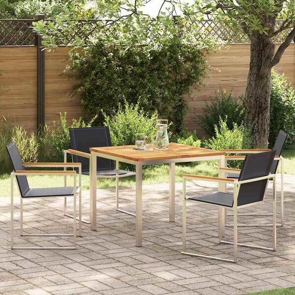 vidaXL Conjunto de Comedor de Jardín 5 pcs Madera de teca maciza