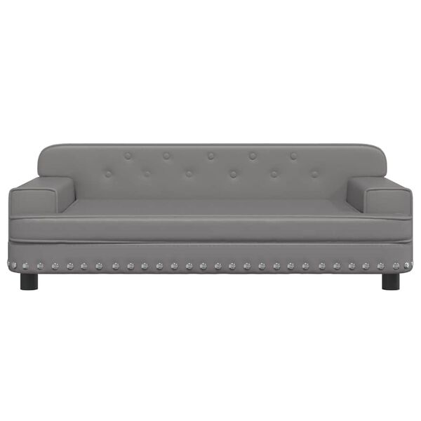 vidaXL Cama para perros de cuero sint&eacute;tico gris 90x53x30 cm