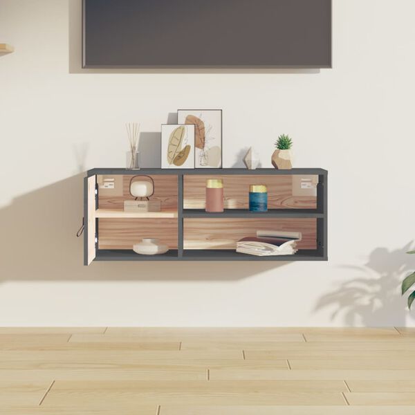 vidaXL Armario de pared de madera maciza de pino gris 80x30x30 cm