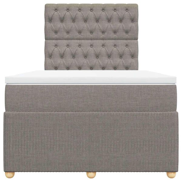 vidaXL Cama box spring con colch&oacute;n tela gris taupe 120x200 cm