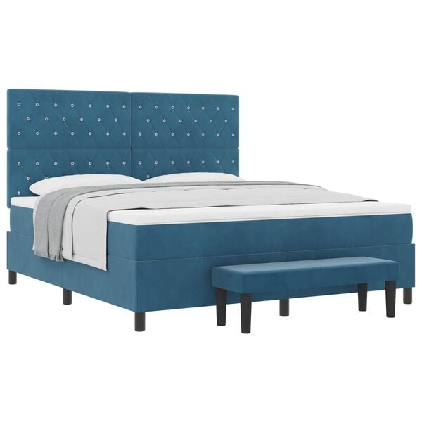 vidaXL Cama tipo Box Spring Azul oscuro 180 x 200 cm Terciopelo