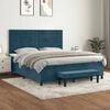 vidaXL Cama box spring con colch&oacute;n terciopelo azul oscuro 180x200 cm