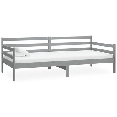 vidaXL Sofá cama con colchón madera de pino maciza gris 90x200 cm