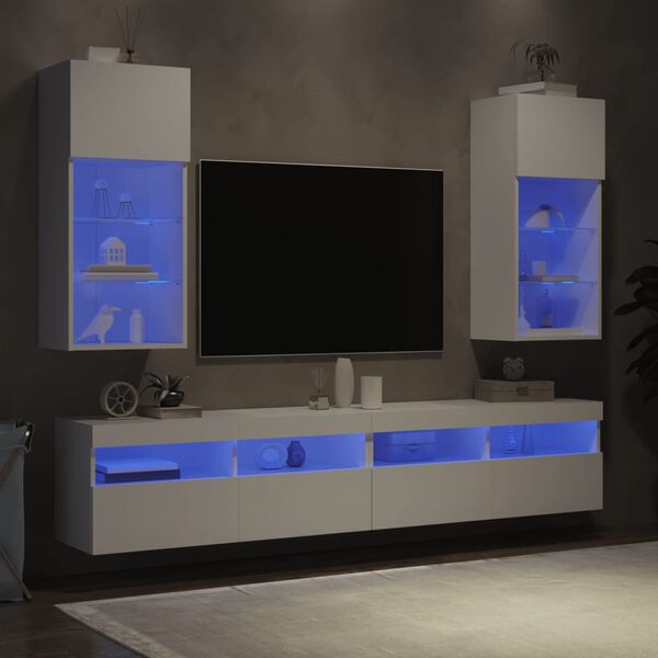 vidaXL Muebles para TV con luces LED 2 uds blanco 40,5x30x90 cm