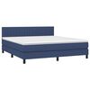 vidaXL Cama box spring colch&oacute;n y luces LED tela azul 180x200 cm