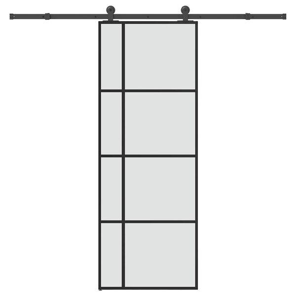 vidaXL Puerta corredera con set herrajes vidrio ESG aluminio 76x205 cm
