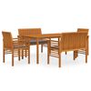 vidaXL Set comedor de jard&iacute;n 5 pzas y cojines madera maciza de acacia