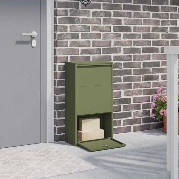vidaXL Caja de entrega de paquetes Verde Oliva 44 x 22 x 82 cm Acero