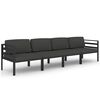 vidaXL Set muebles de jard&iacute;n 4 pzas y cojines aluminio gris antracita