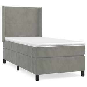 vidaXL Cama box spring con colch&oacute;n terciopelo gris claro 80x200 cm