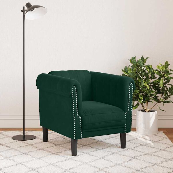 vidaXL Sill&oacute;n de terciopelo verde oscuro