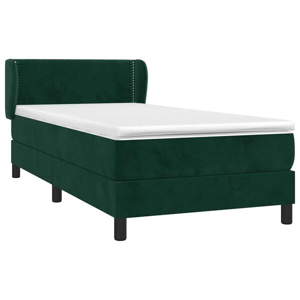 vidaXL Cama box spring con colch&oacute;n terciopelo verde oscuro 90x200 cm