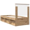 vidaXL Estructura de cama con cabecera Roble Artesanal 75 x 190 cm