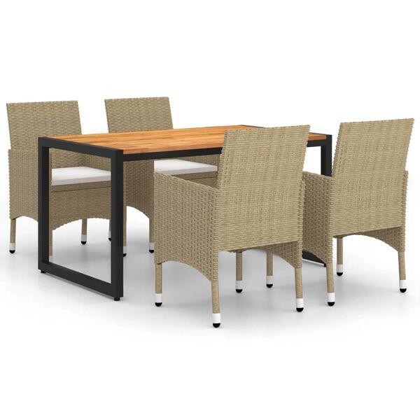 vidaXL Juego de comedor para jard&iacute;n de 5 piezas beige