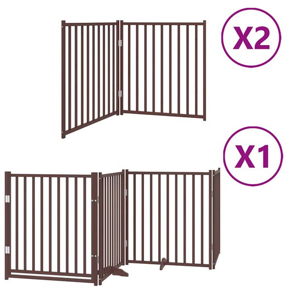 vidaXL Puerta de perros plegable 8 paneles madera &aacute;lamo marr&oacute;n 640 cm