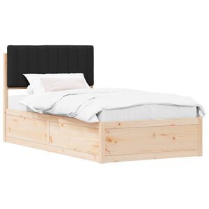 vidaXL Estructura de Cama con Cabecera Tapizada Negro 100 x 200 cm