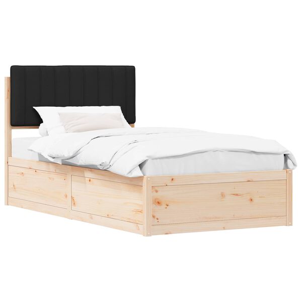 vidaXL Estructura de Cama con Cabecera Tapizada Negro 100 x 200 cm