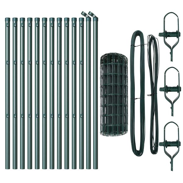 vidaXL Valla con Poste Verde 0,4 x 25 m Acero y PVC