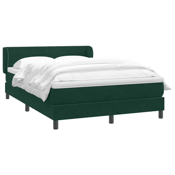vidaXL Cama box spring con colch&oacute;n terciopelo verde oscuro 160x220 cm