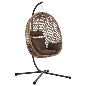 vidaXL Silla huevo colgante Caf&eacute; 104 x 100 x 191 cm rat&aacute;n sint&eacute;tico
