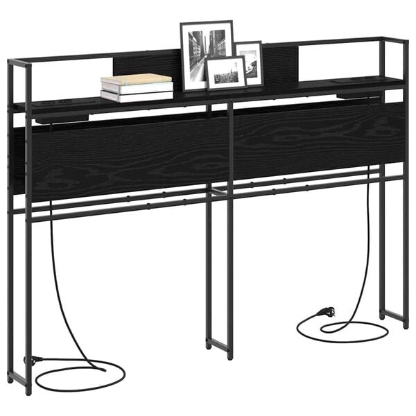 vidaXL Cabecera de almacenamiento con estante Roble negro 140 cm