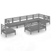 vidaXL Juego de muebles de jard&iacute;n 9 piezas madera maciza de pino gris