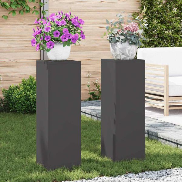 vidaXL Soporte de plantas 2 pcs Negro 24 x 24 x 75 cm Acero