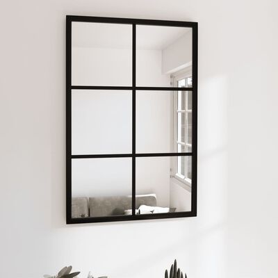 vidaXL Espejo de pared metal negro 60x40 cm