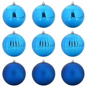 vidaXL Juego de Esferas Navide&ntilde;as XL 9 uds. Azul &Oslash; 15 cm Pl&aacute;stico