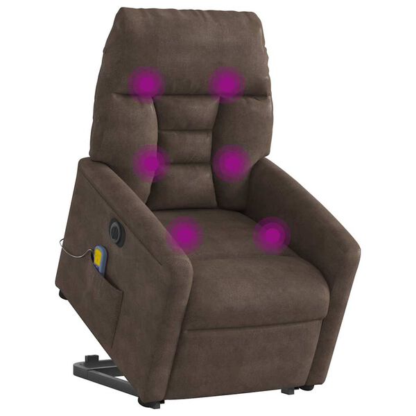 vidaXL Sill&oacute;n masaje el&eacute;ctrico reclinable elevable tela marr&oacute;n