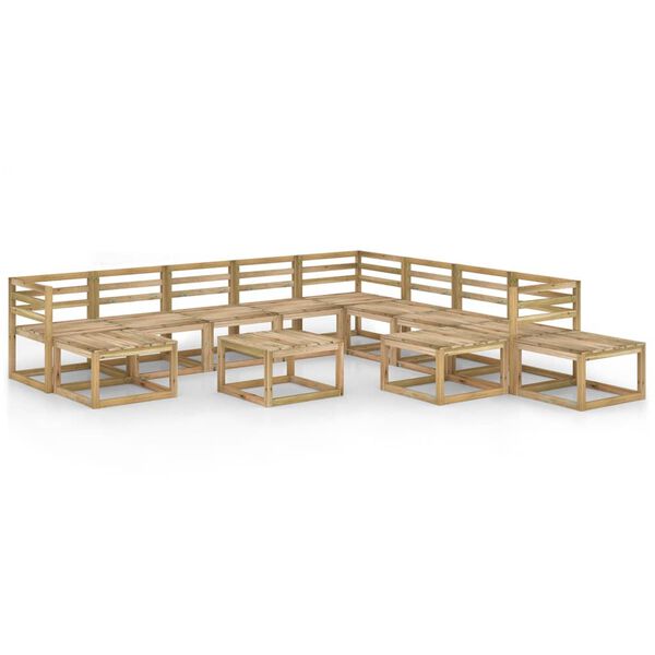 vidaXL Set de muebles de jard&iacute;n 12 pzas madera pino impregnada verde