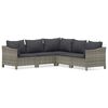 vidaXL Set de muebles de jard&iacute;n 5 pzas y cojines rat&aacute;n sint&eacute;tico gris