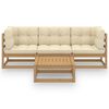 vidaXL Muebles de jard&iacute;n 4 piezas con cojines de madera de pino maciza