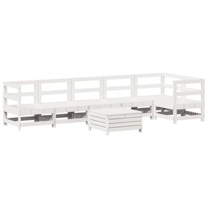 vidaXL Juego de sofás de jardín 7 pzas madera maciza de pino blanco