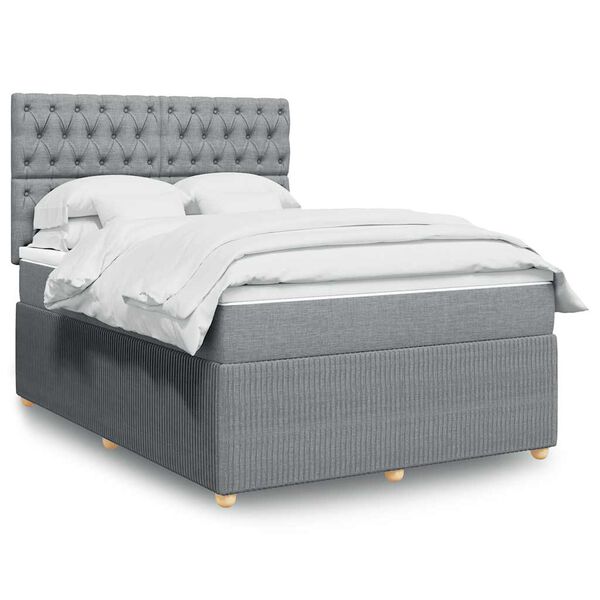 vidaXL Cama box spring con colch&oacute;n tela gris claro 160x200 cm