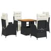 vidaXL Set de muebles jard&iacute;n 5 pzas con cojines rat&aacute;n sint&eacute;tico negro