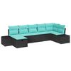 vidaXL Conjunto de sof&aacute; de jard&iacute;n 7 uds. Negro rat&aacute;n sint&eacute;tico