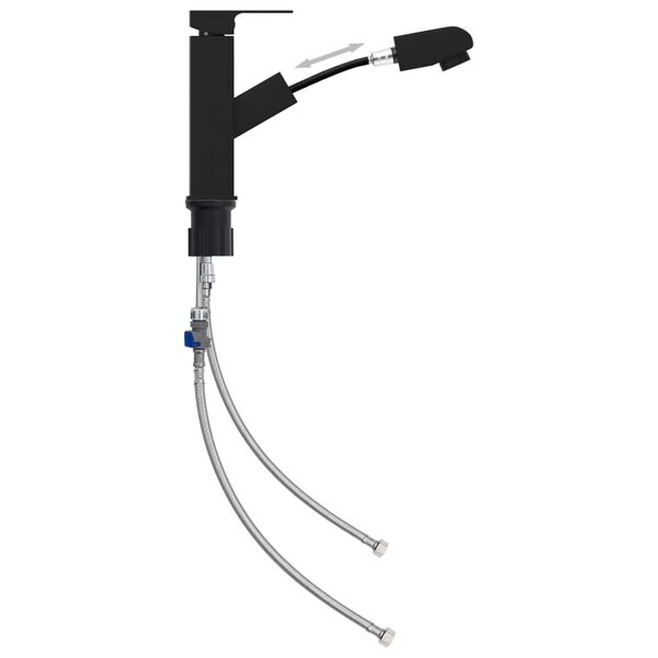 vidaXL Grifo de lavabo de ba&ntilde;o con funci&oacute;n extra&iacute;ble negro 157x172 mm