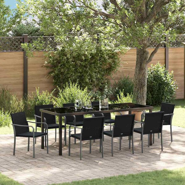 vidaXL Conjunto de Comedor de Jard&iacute;n 9 pcs Negro y Gris