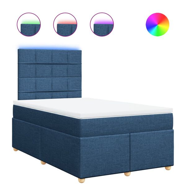 vidaXL Cama box spring con colch&oacute;n tela azul 120x200 cm