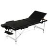 vidaXL Mesa camilla de masaje de aluminio plegable de tres cuerpos negros