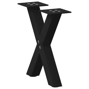 vidaXL Patas para mesa de centro en forma de X (2 unidades), color negro, 30 x (30-31) cm, acero