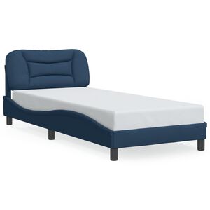 vidaXL Estructura de cama con LED sin colch&oacute;n Hvar tela azul 90x200 cm