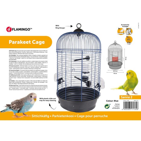 FLAMINGO Jaula para periquitos Sanna 2 azul met&aacute;lico 35x35x67 cm