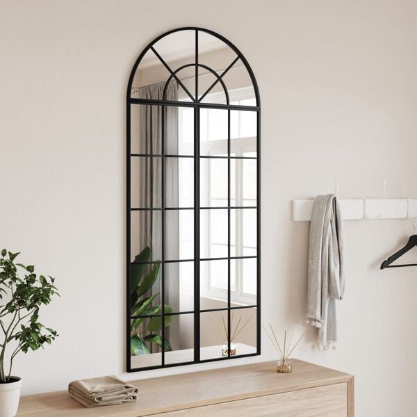 vidaXL Espejo de pared arco de hierro negro 60x130 cm