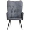 vidaXL Sillón orejero de cuero auténtico gris